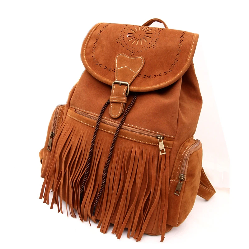 brown drawstring backpack