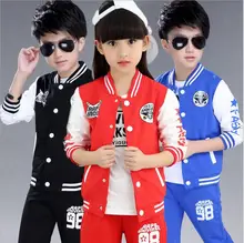 Children’s Sports Suit Contracted Boys Sweater Coat Spring And Autumn Ensemble Fille Two-piece Girls Baseball Clothing Set