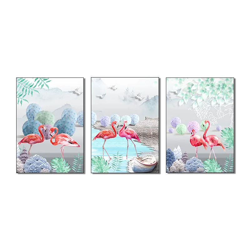 3 шт. масляная краска по номерам Цветок акриловая настенная краска ing Фламинго картина Раскраска по номерам на холсте домашний декор