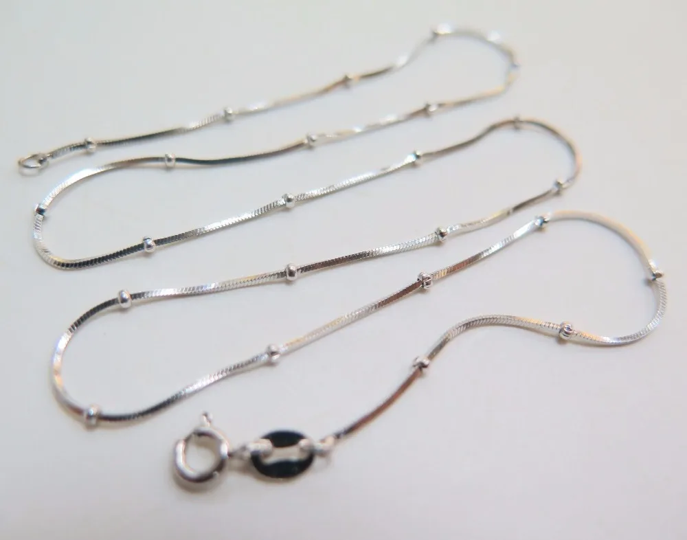 

16 inch 925 Sterling Silver Necklace 1.5mm Bead Snake Link Chain Necklace S925