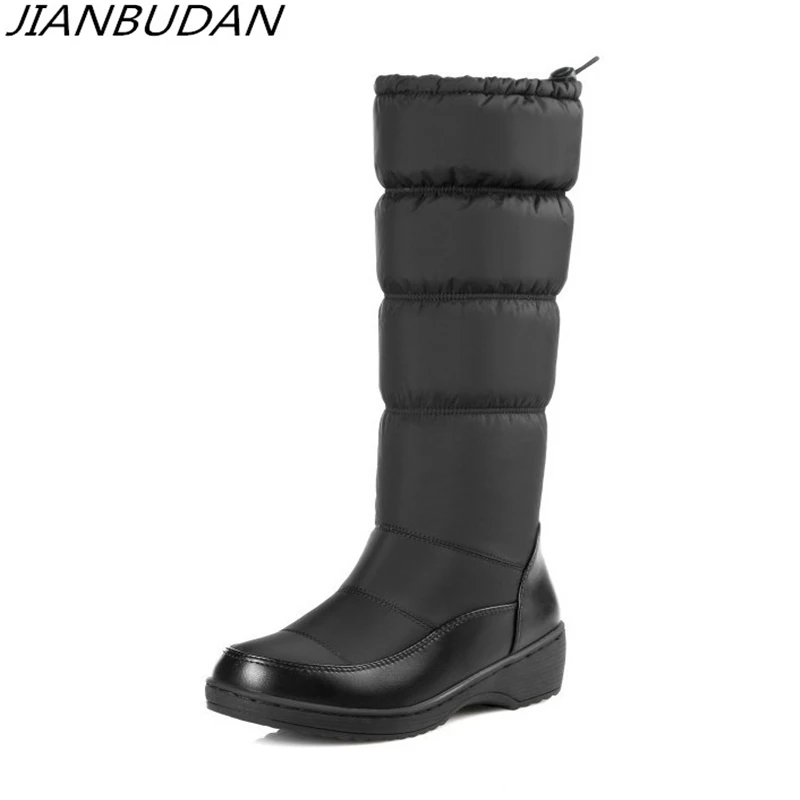 

JIANBUDAN Brands Winter snow boots Women fashion Down cloth Warm boots Women's waterproof Plush high boots Warm shoes Size 35-44