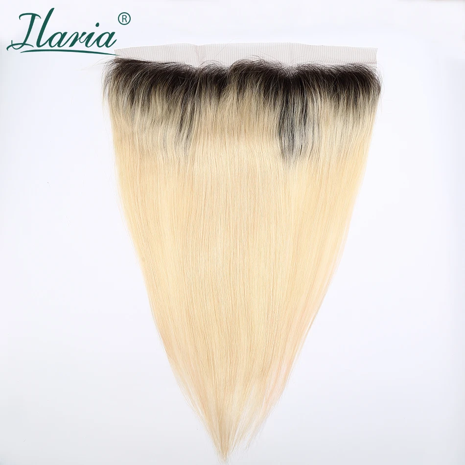 

ILARIA HAIR Brazilian Hair 1B/613 Blonde Human Hair Lace Frontal Closure 13*4 Ear To Ear 2 Tone Dark Roots Platinum Color Hair