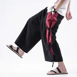 Китайский Стиль из хлопка и льна полной длины штаны, мужские брюки Уличная Брюки для бега мужские M-5XL брюки Мужские штаны 2019