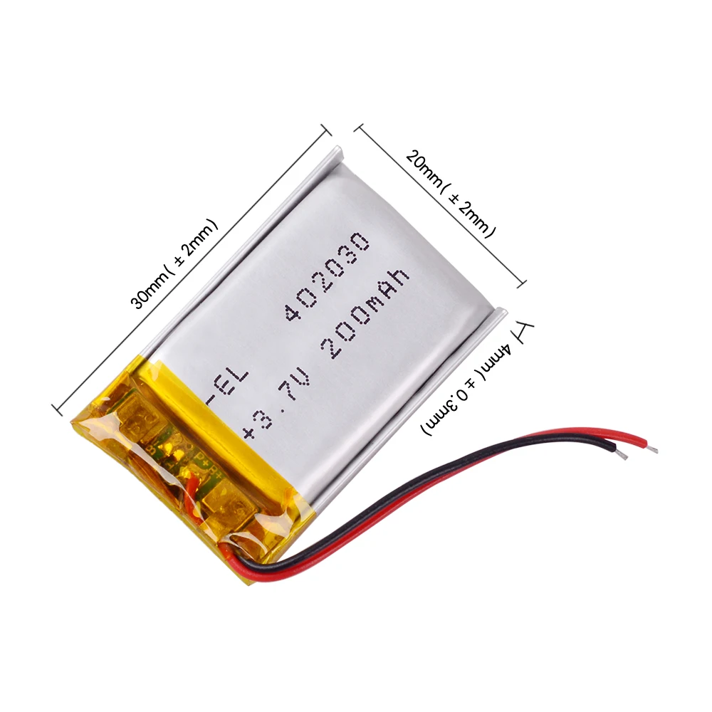 

3.7V 402030 200mAh Polymer Lithium battery li-po for mp3 player recorder registrar dvr t BT keyboard's battery
