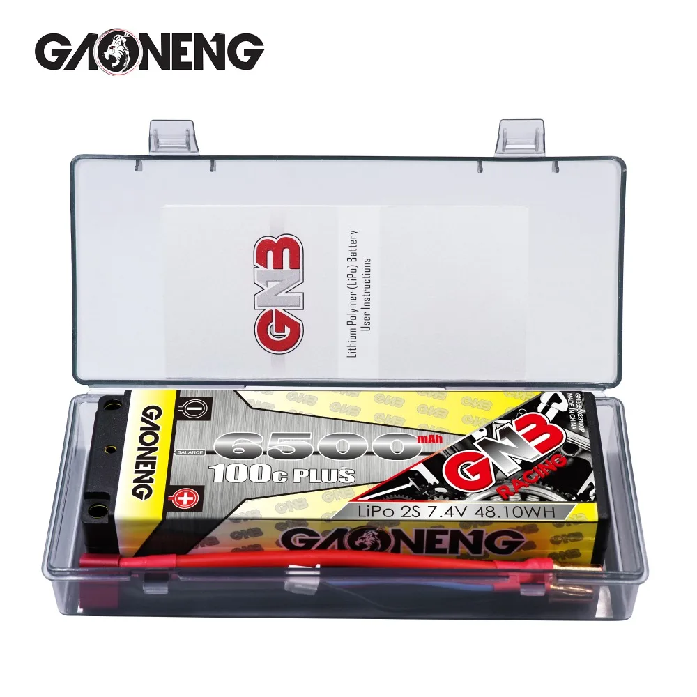 Gaoneng GNB 6500mAh 2S 7,4 V 100C жесткий корпус LiPo аккумулятор с 5,0 мм штекером Deans T XT60 разъем для 1:10 1/10 RC автомобиль RC лодка