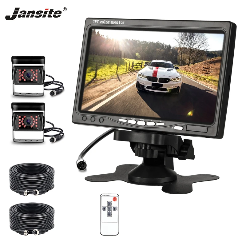 

Jansite 7" TFT LCD Car Monitor Display Aviation head camera Reverse Camera Paking System 18 IR LED camera monitor voltage 12-24V
