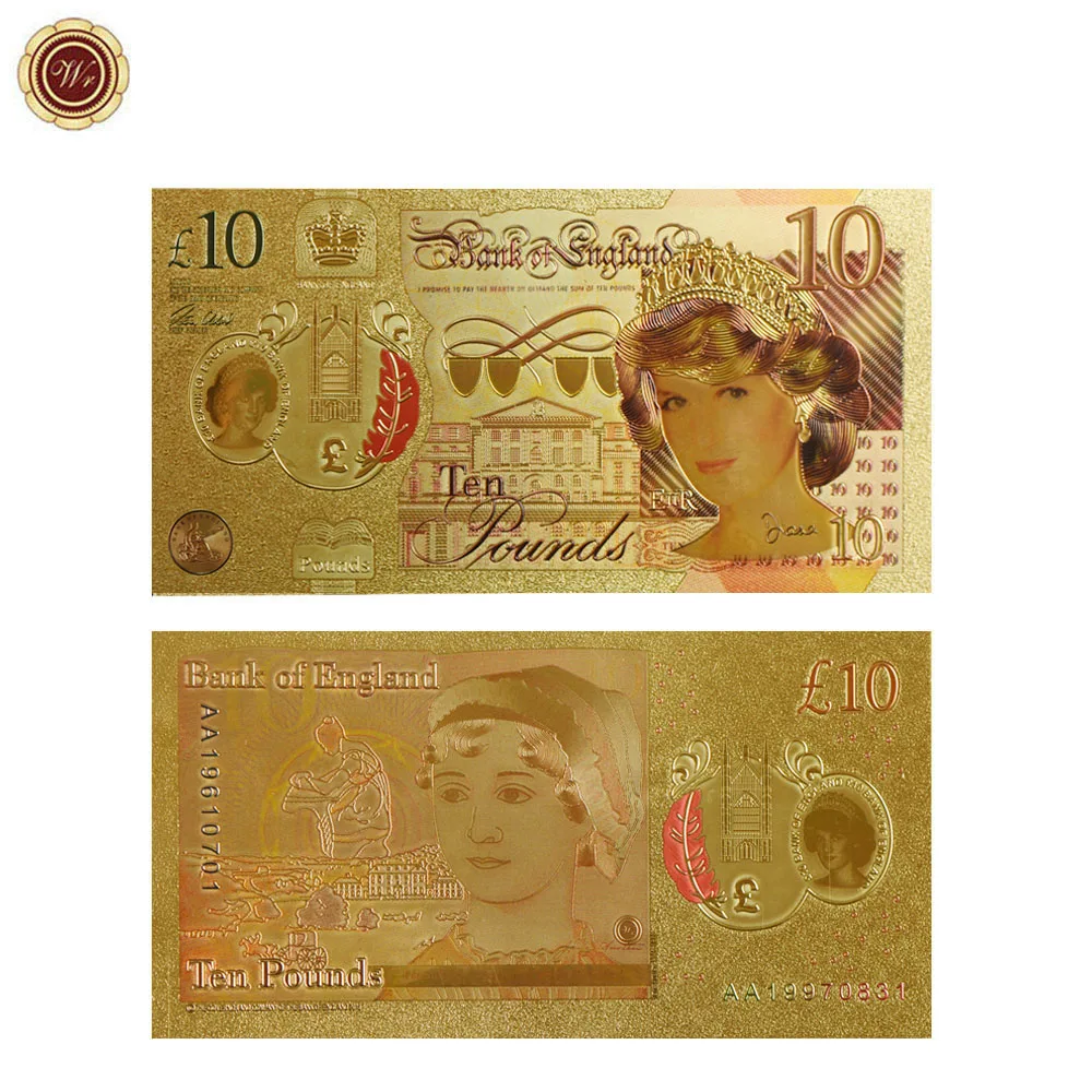 WR Англия последняя Роза Диана принцесса вызов банкноты Качество Позолоченные 10 фунтов Банкноты Поддельные Банкноты Реплика банкноты
