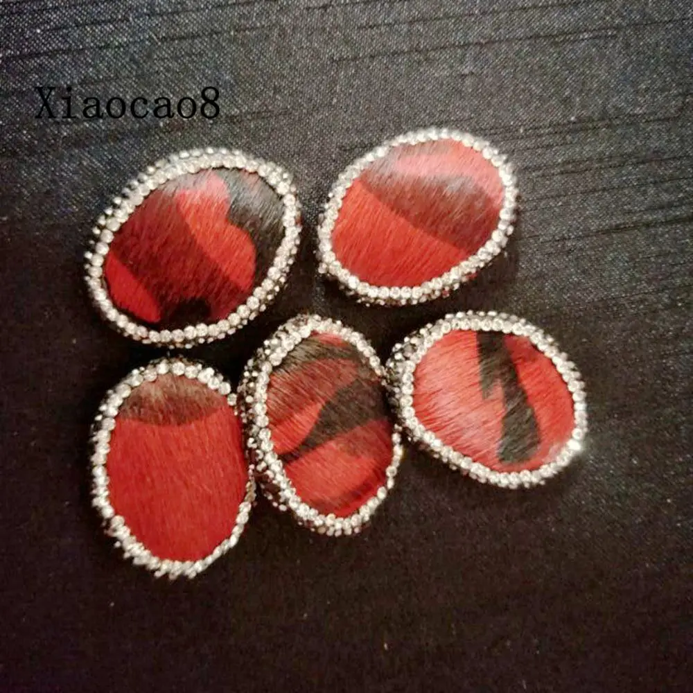 

Nature Stone Oval Shape Separate Beads with Black Rhinestone 5Pieces / Lot DIY Accessories for Making Necklace Jewelry