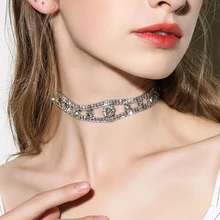 Luxury Rhinestone Full Crystal Choker Necklace Gold Silver Maxi Statement Collar Wedding Bridal Fashion Neck Jewelry Accessories