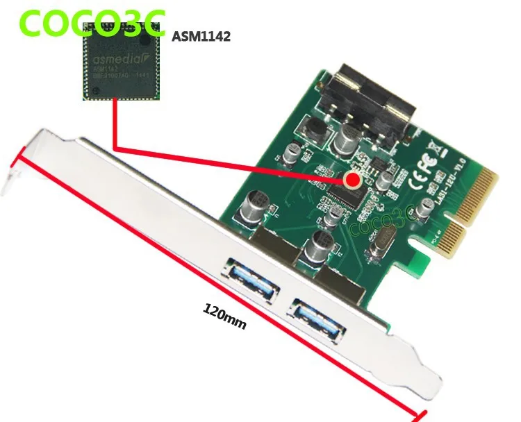 Free Shipping Superspeed 10Gbps 2 ports USB 3.1 Type-A PCI-e Controller Card  PCI Express 4x to USB3.1 Converter Adapter