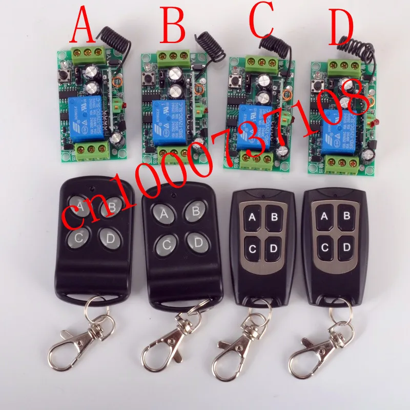 

NEW 12V 1ch rf wireless remote control light switch system 4 Receiver & 4 Transmitter 315mhz/433mhz z-wave free shipping
