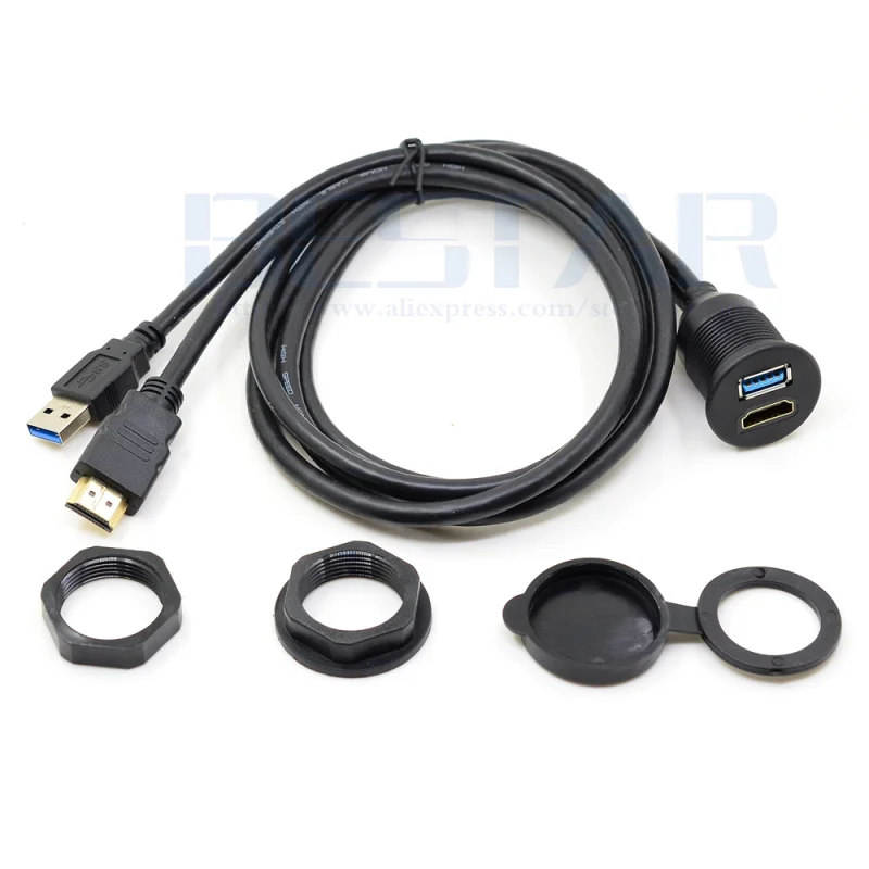 3 фута USB 3,0 USB 2,0 HDMI удлинитель флеш-панель для крепления кабеля для автомобиля мотоцикла Dash HDMI монтажная панель 1 м