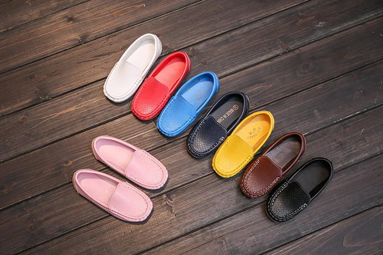 children's sandals JGSHOWKITO Kids Shoes Candy Colors Unisex Boys Girls Soft Loafers Slip-on PU Leather Shoes For Children Size 21-38 Moccasin Hot slippers for boy