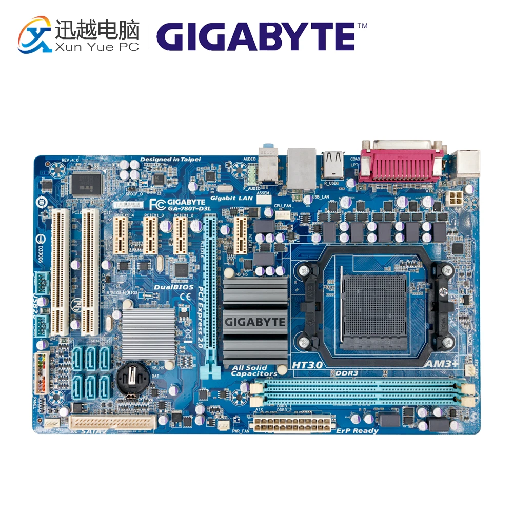 

Gigabyte GA-780T-D3L Desktop Motherboard 780T-D3L 760G Socket AM3+ DDR3 16G SATA2 USB2.0 ATX