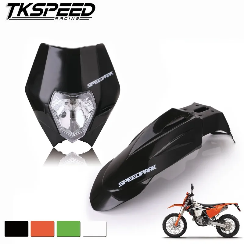Free shipping Motorcycle Dirt Bike Motocross Supermoto Universal Headlight Fairing+Front Fenders For Honda Yamaha Suzuki KTM