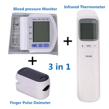 Медицинское оборудование запястье Монитор тонометра кровяного давления пальца Пульсоксиметр saturometro инфракрасный термометр Termometr