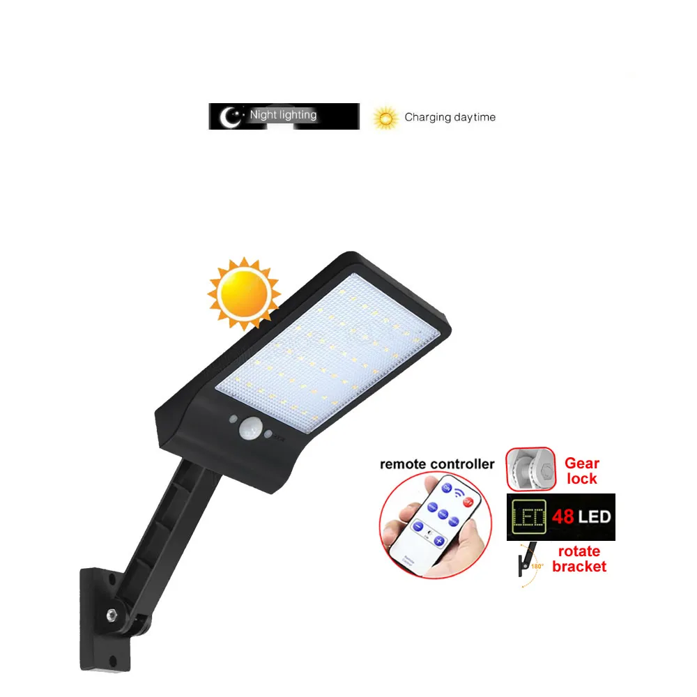 

48 LED Solar Lamp Motion Sensor Light Outdoor Courtyard Garden Garage Security Lamp Waterproof Solar Street wall spot flood pole