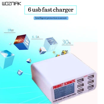 

Intelligent dynamic display of multi-port 6USB charger head universal plateplate computer 5V2A mobile charging 2.1A.