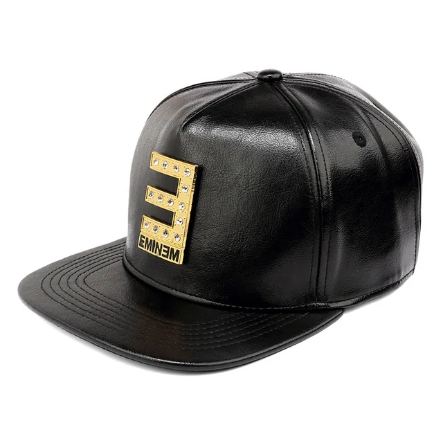Vogue EMINEM Gold Crocodile Baseball Caps PU Leather E letter Snapback