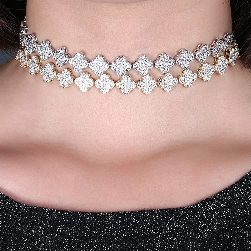 

WEIMANJINGDIAN brand 2017 New Arrival Shinning Cubic Zirconia Crystal Micro Pave Adjustable Zircon CZ Choker Necklaces