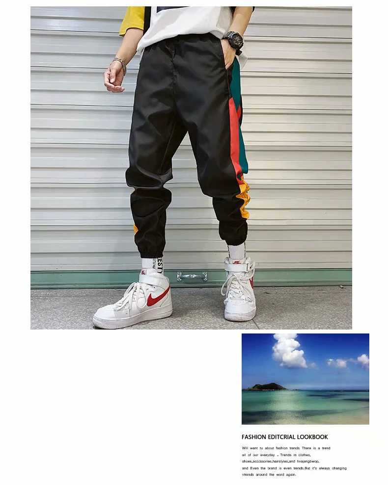 Hip Hop Streetwear dos homens Splice Calças