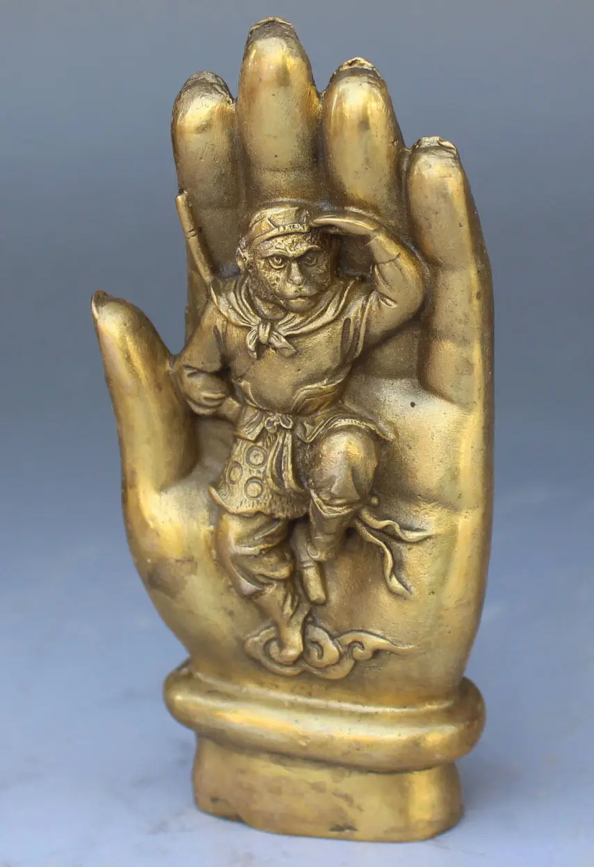Chinese bronze sculpture sun wukong in the tathagata Buddha