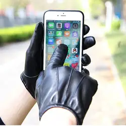 Svadilfari мужские перчатки из натуральной кожи Натуральная Овчина черные перчатки с сенсорным экраном модные брендовые зимние теплые варежки