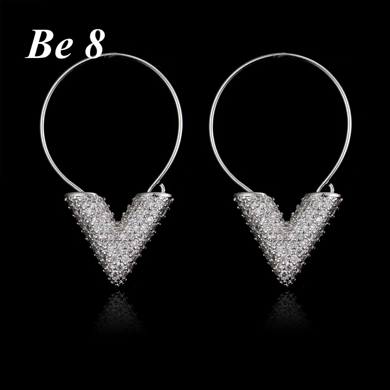 

Be8 Brand New Design Triangel Shape Cubic Zirconia joyas Trendy Earrings Pendientes Mujer Moda For Wedding Bridal Jewelry E-181