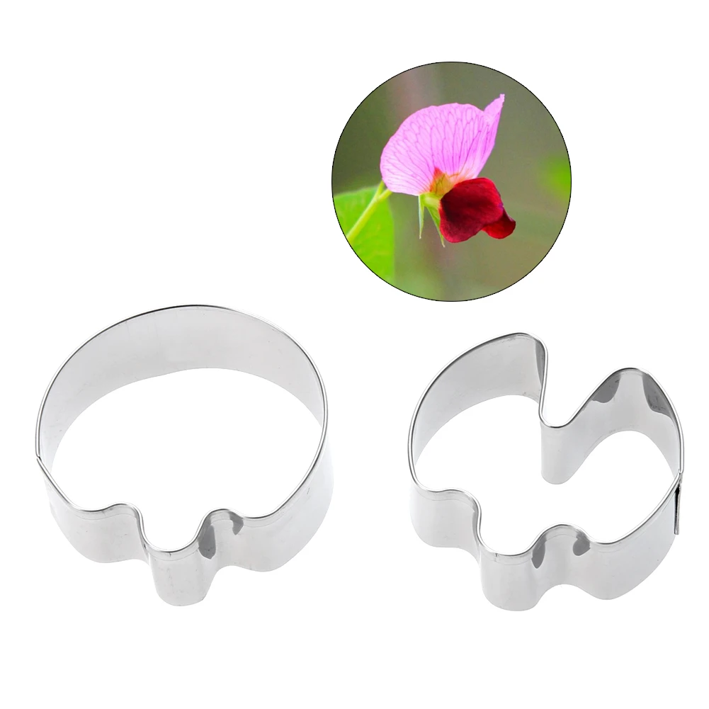 

2pcs Fondant Surgar Sweet Pea Petals Cutter Flower Petal Veiner Cutter Flower Biscuit Metal Cutters Cake Decoration tools