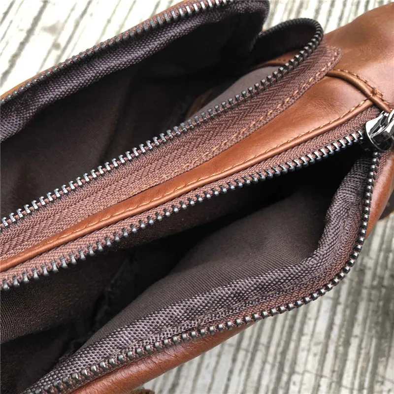 PNDME vintage casual simple outdoor daily soft genuine leather cowhide men's women's chest bag light sport small messenger bags