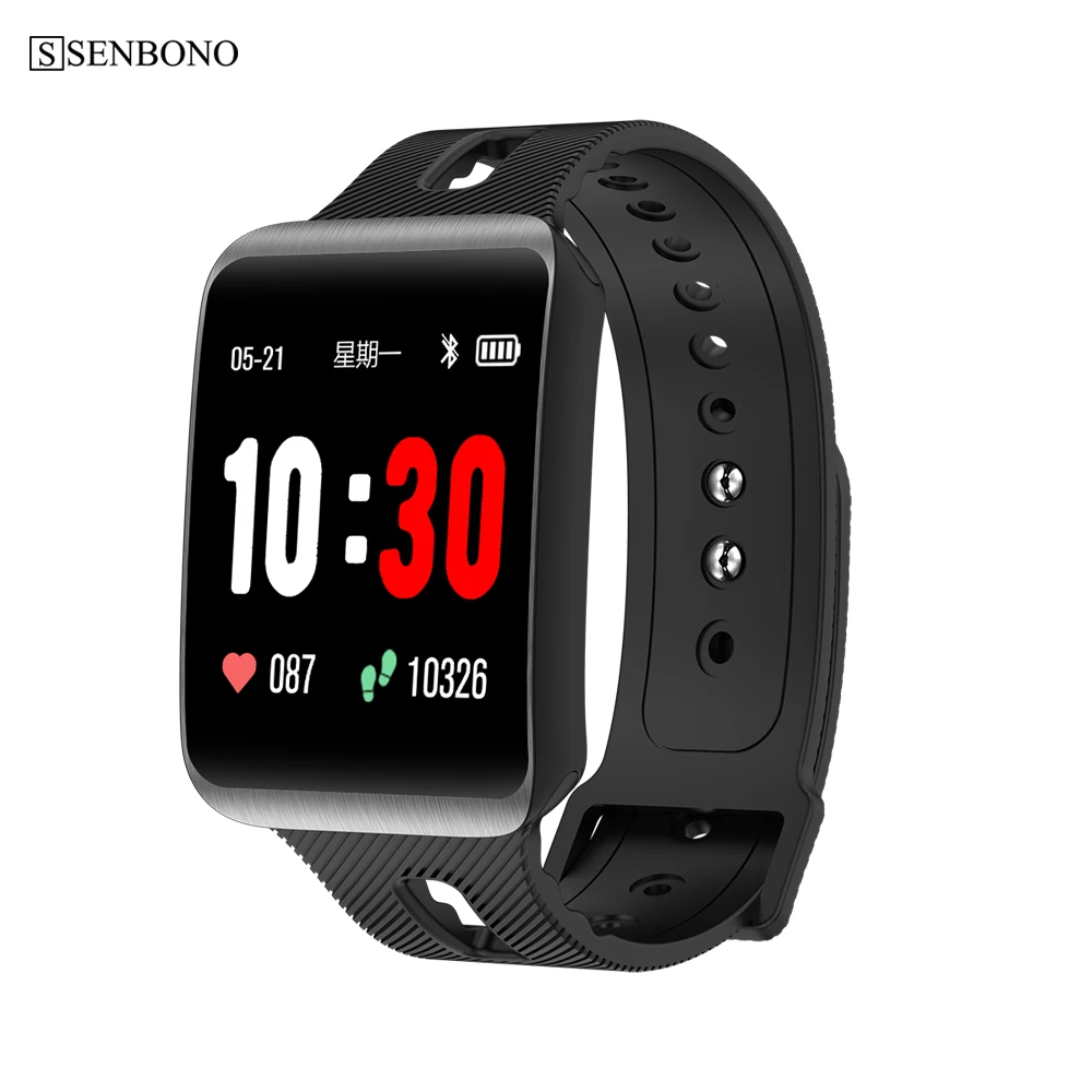 SENBONO GT98 Смарт часы с изогнутым экраном IP67 для мужчин монитор сердечного ритма