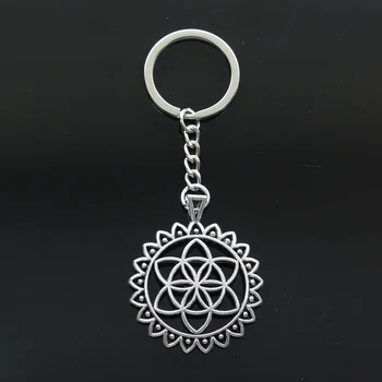 

New Keychain 48x41mm Flower Of Life Yoga Datura Stramonium Pendants DIY Men Car Key Chain Ring Holder Keyring Souvenir Jewelry