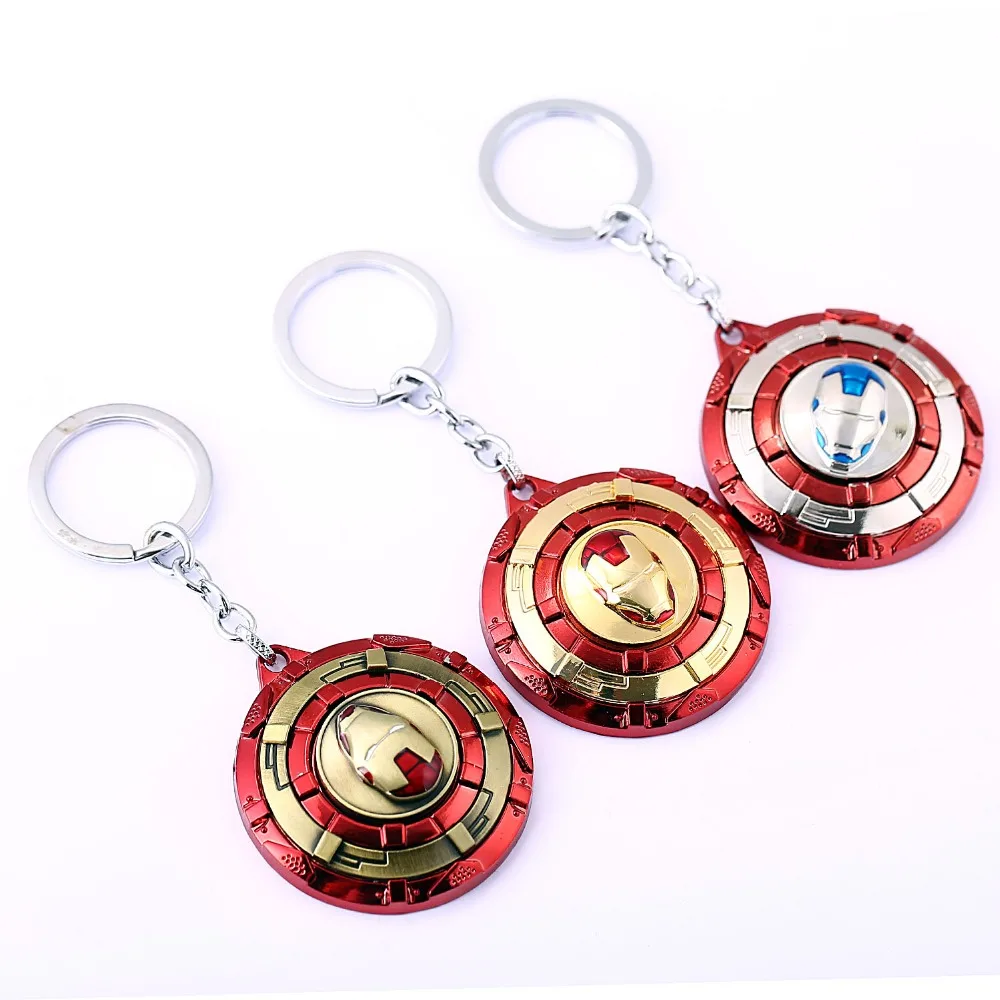 

Captain America Key Chain Rotatable Iron Man Key Rings For Gift Chaveiro Car Keychain Jewelry Movie Key Holder Souvenir