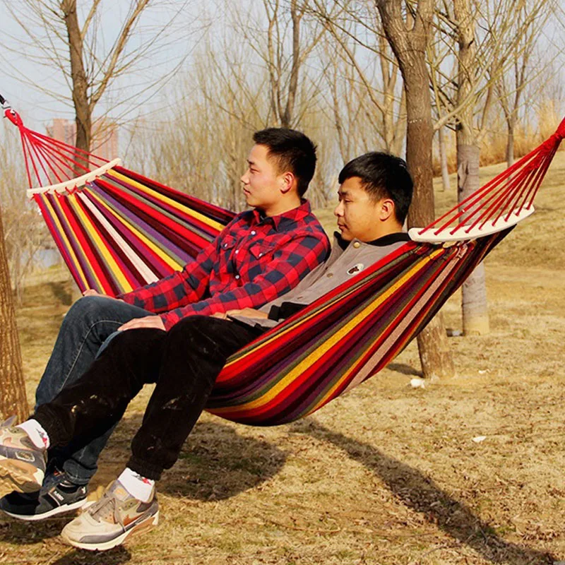 

High Quality Canvas Fabric Double Spreader Bar Tree Hammock Outdoor Sports Camping Tent Picnic Mat Swing Hanging Bed Accessories