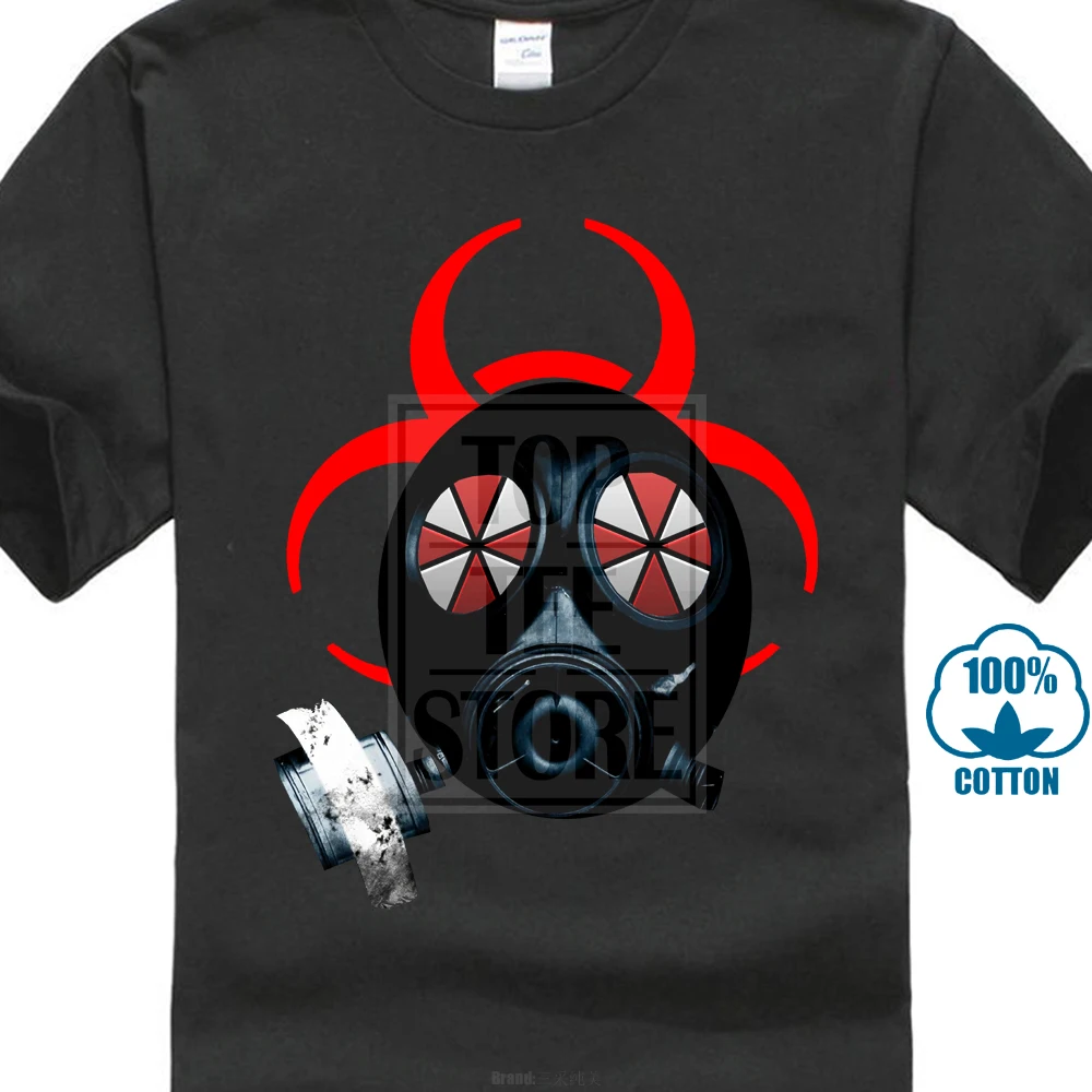 

Gas Mask Biohazard Umbrella T Shirt Resident Corporation Corp Evil Logo Nemesis