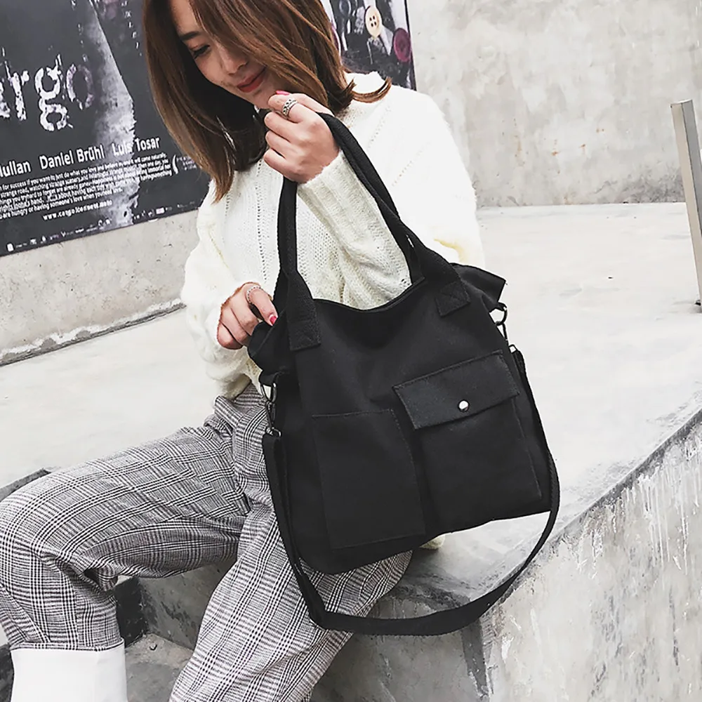 2019 المرأة قماش حقيبة يد حمل رسول الشاطئ الكتف حقيبة حقيبة سستة messenge خمر الكتف Crossbody أكياس