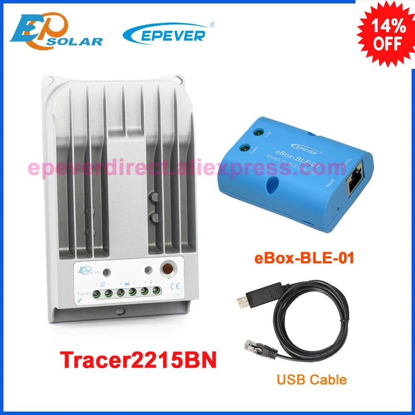 

Battery controller solar charger Tracer2215BN 20A 20amp mppt solar panel system free shipping with bluetooth function USB cbale