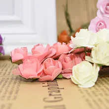72/144 шт, 2 см, Мини бумажные розы, искусственные цветы, букет для украшения свадебной вечеринки, скрапбукинг, поделки своими руками, Маленькие искусственные цветы