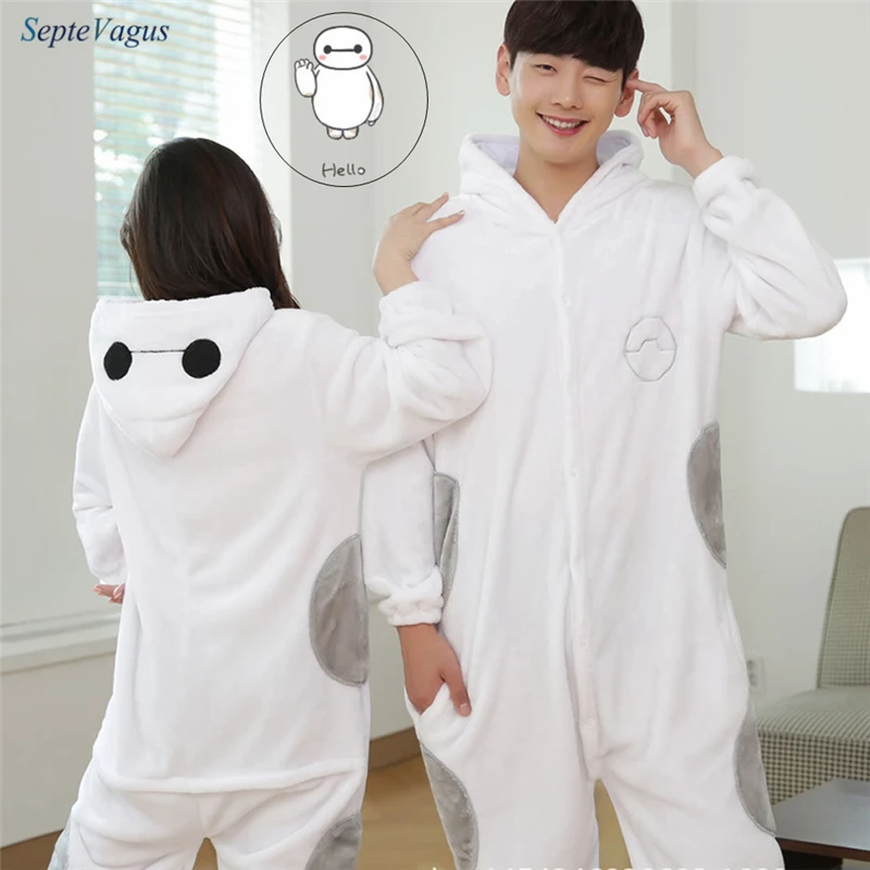 Cute White Robot Cartoon Adult Homewear Animal Halloween Carnival Costume Pajamas Sleepwear Onesies Pajama For Women Men Couples