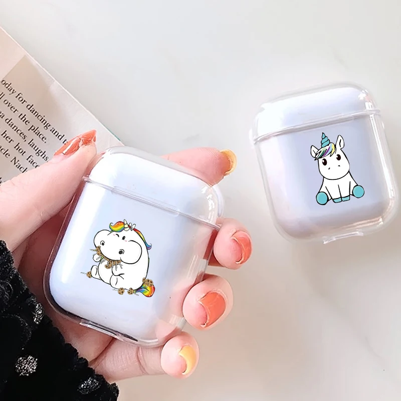 

Cute Case For Apple airpods Cartoon Unicorn Wireless Bluetooth Earphone Clear Case For Airpods Headphone Hard Protective Case
