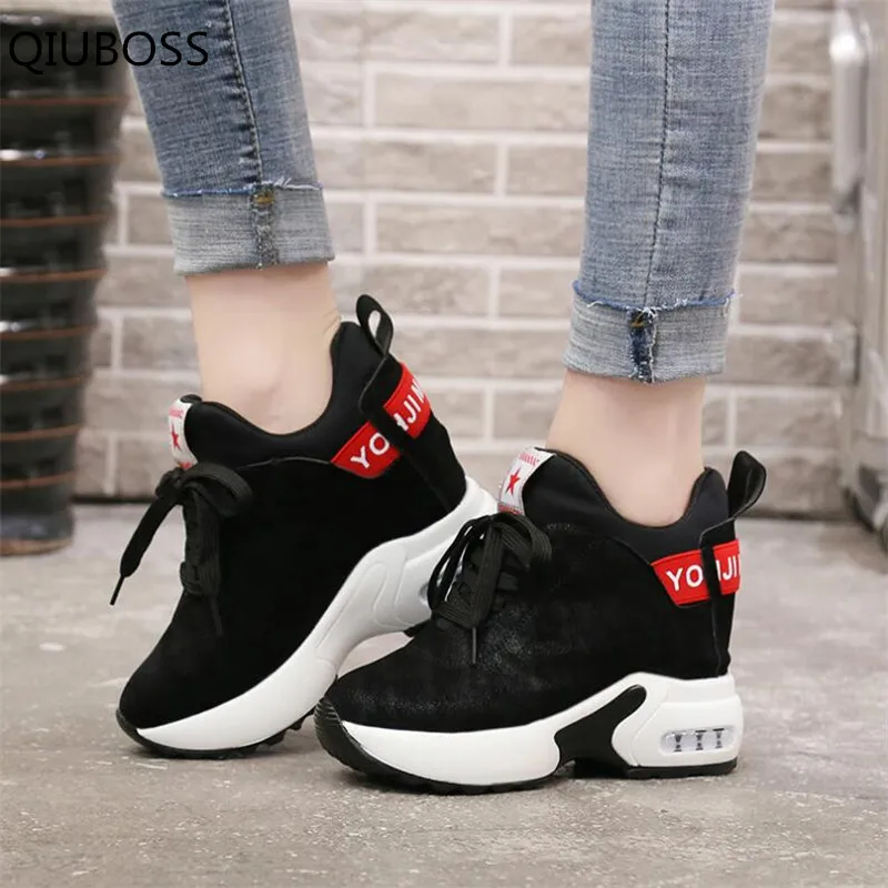 

QIUBOSS fashion women casual shoes Suede fashion breathable platform shoes Ladies Trainers chaussure femme Vulcanized shoes Q585