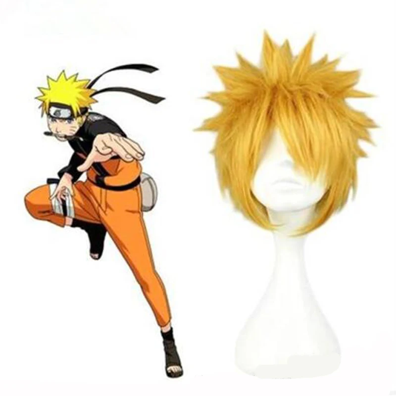 Naruto Cosplay Uzumaki Naruto Wigs Naruto Cosplay Halloween Prop Cosplay Wig for Boy and Men Short Wigs Hairpiece Costume Props