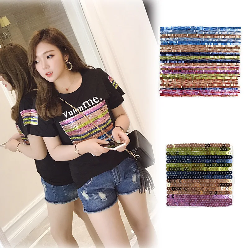 

Wild Sequins Square Stripes Large Cloth Patch Patch T-shirt Hole Stickers Embroidered Patch Sewing