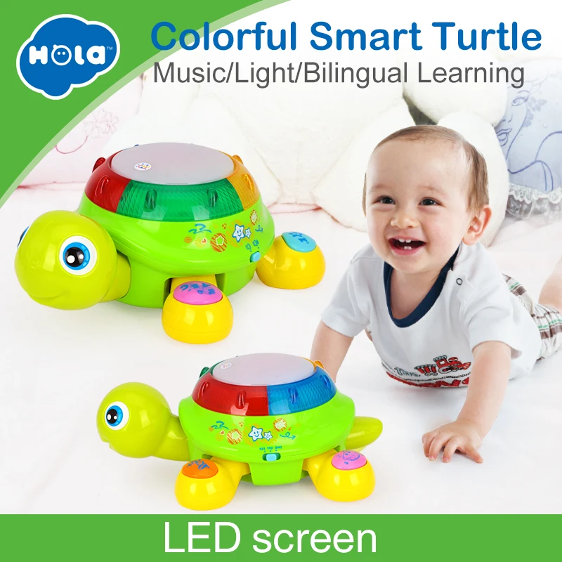 

HOLA 596 English & Spanish Language Electric Turtle Toy with Music & Light Early Educational Toys for Children
