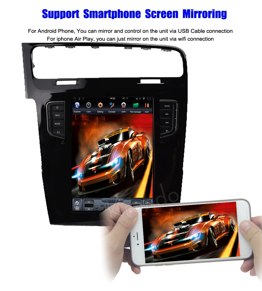Top Krando  Android 8.1 10.4" Tesla Vertical car multimedia player GPS for VW Volkswagen Golf 7 2013 navigation system radio audio 8
