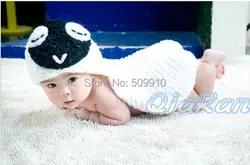 Новый 2014 милый ребенок шапка с овечкой и крышка Чепчик для новорожденного ручной вязки фотографии реквизит ребенок животных Костюм