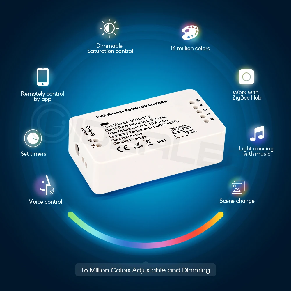 ZIGBEE RGB LED Strip ZIGBEE RGBW LED Controller Dimmer DC12V 24V Waterproof Tape A Set Compatible Alexa ECHO Plus Home Zll Light