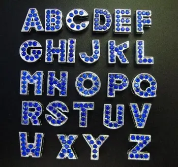 

8mm A-Z blue rhinestones slide letters 130pcs/lot fit for 8mm diy necklace wristband keychains