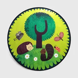 Мода мультфильм милый прекрасный зеленый еж Дерево Птица против скольжения круглый ребенка Детская ползать коврик Гостиная Спальня