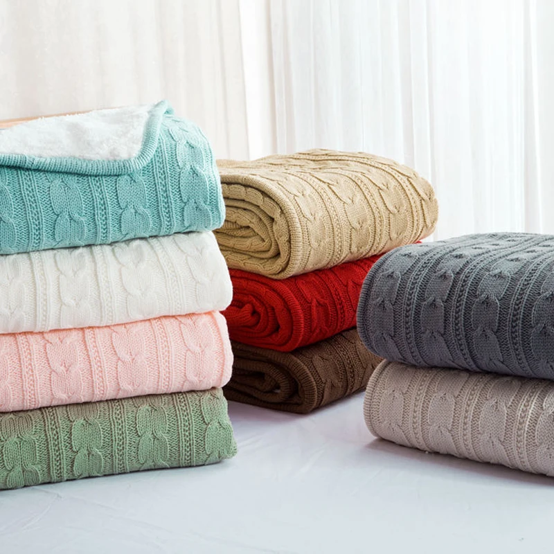 120*180cm double face knitted blanket 8 different color Summer Nap